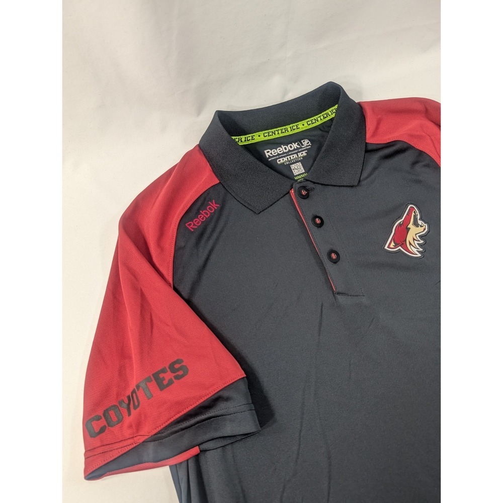 Phoenix Coyotes Reebok Center Ice Spell Out Polo Shirt Men's Medium Black Red